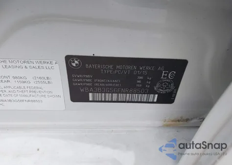 2015 BMW 328I xDrive из США, поврежденный, VIN WBA3B3G56FNR88503